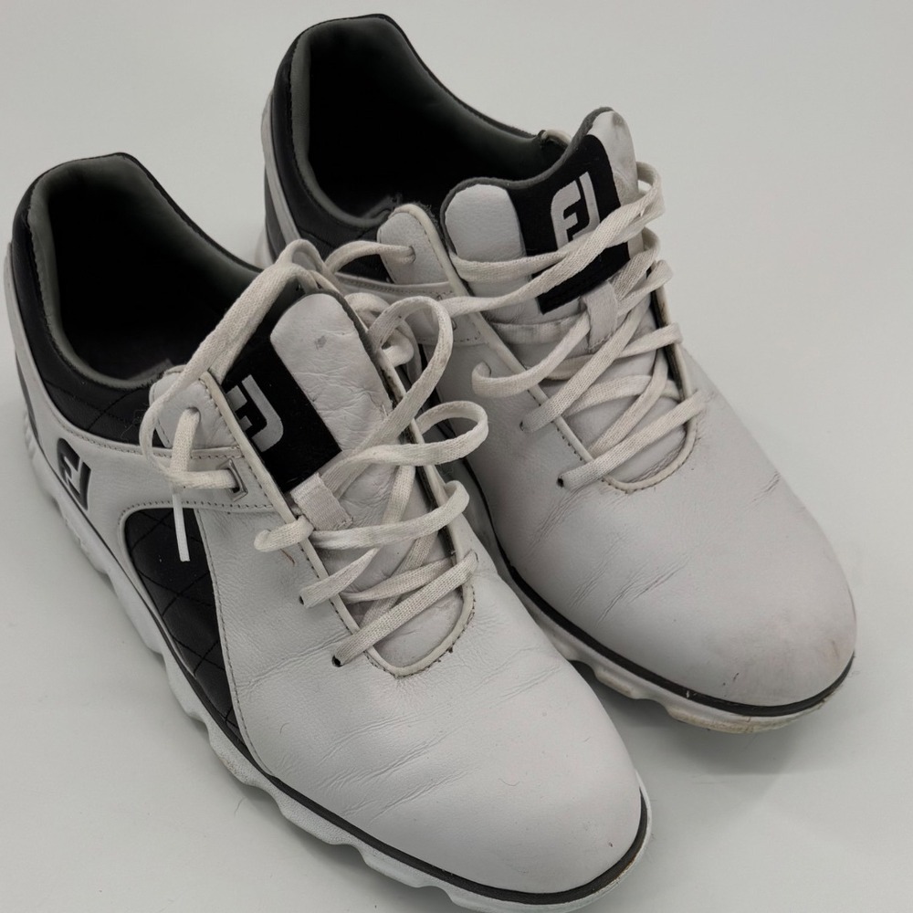 FootJoy Pro SL Golf Shoes Mens 10 White Black Spike Country Club Preppy Classic